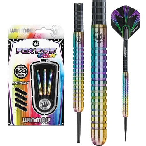 WINMAU Foxfire Tungsten Darts – Available in 21, 22, 23, 24, 25, 26 and 28g, with Prism flights and Prism shafts WINMAU Foxfire Tungsten Darts – Available in 21, 22, 23, 24, 25, 26 and 28g, with Prism flights and Prism shafts